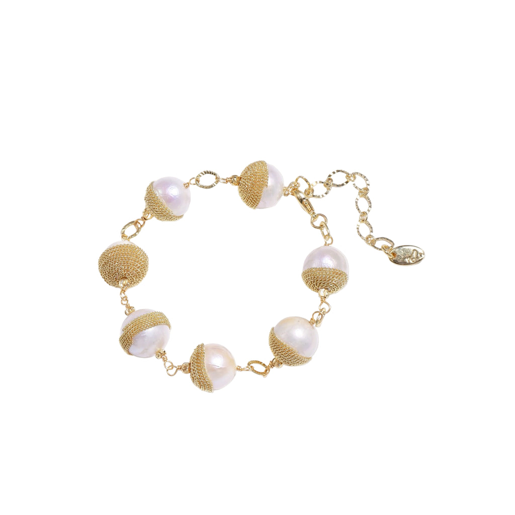 Golden Mesh Pearl Bracelet