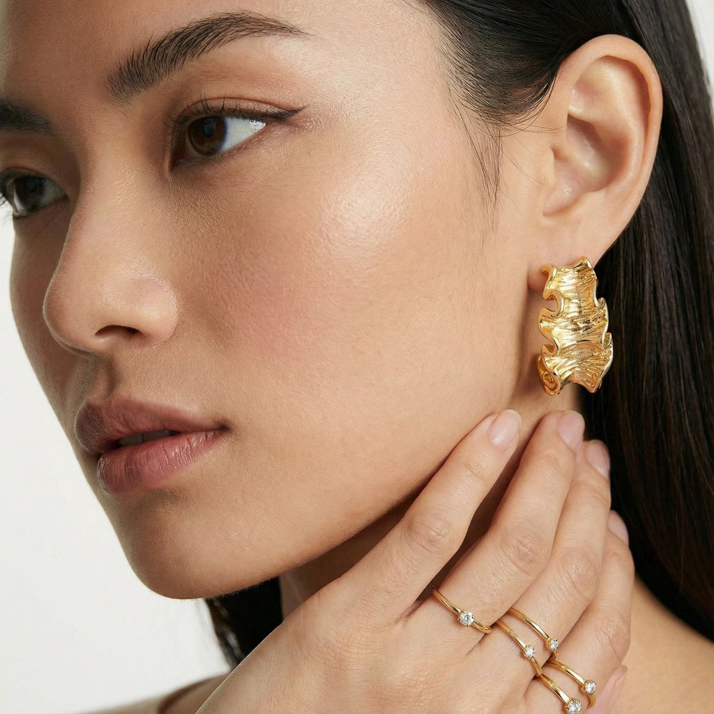 Liquid Gold Ripple Earrings